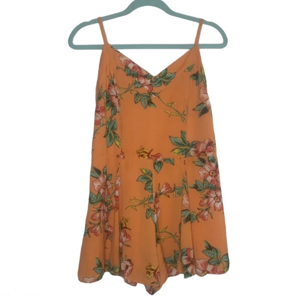 Ali & Jay Tropical Floral Boho Staycation Sleeveless Romper Orange Size Medium